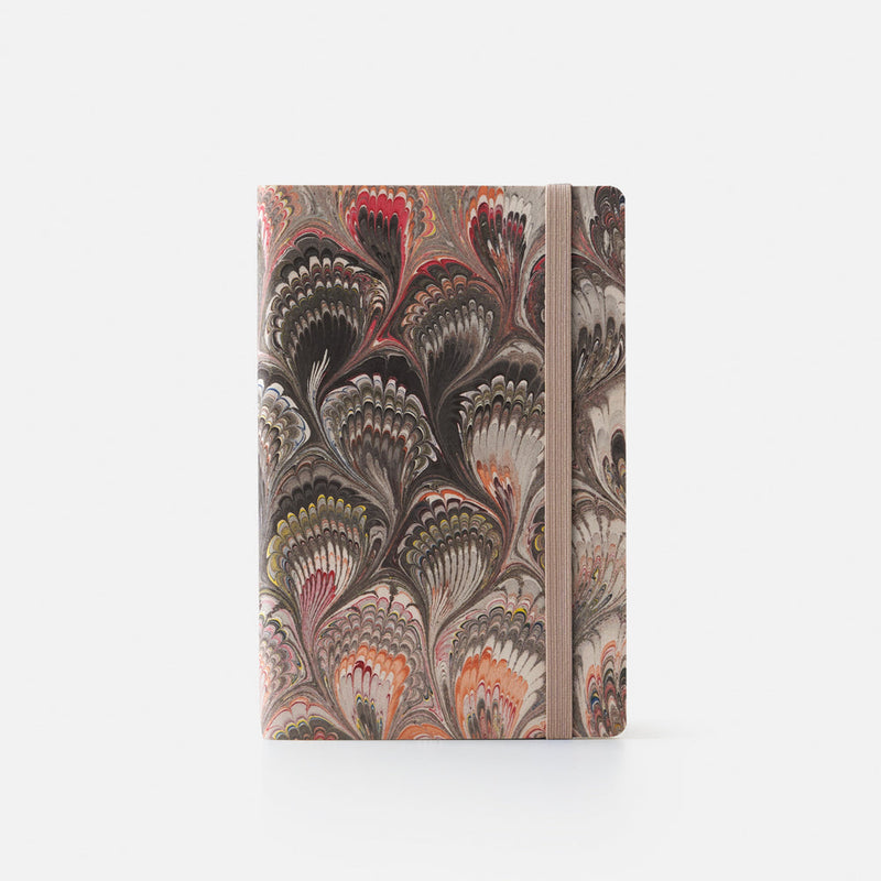 Cottonpaper cover notebook with elastic - Peacocks