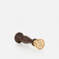 Brass seal, wooden handle and cursive initial (A-Z)